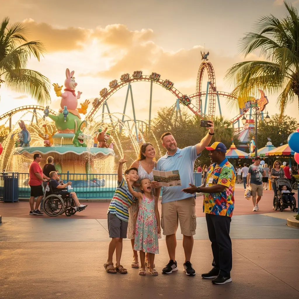 Семья, планирующая поездку на фоне карты США.